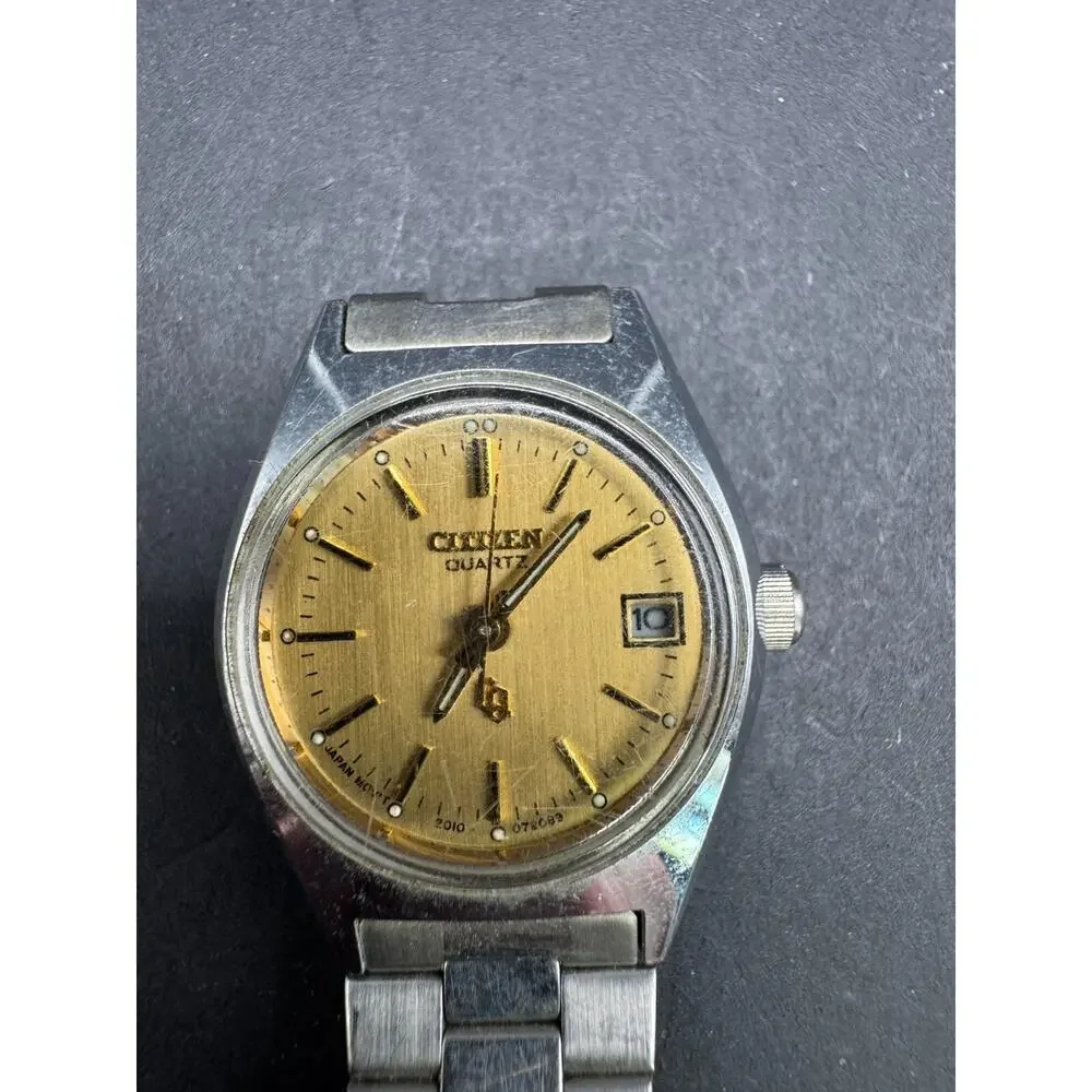 Citizen CQ Date Watch Women Gold Tone Face Stainless Steel Band 2010-895886